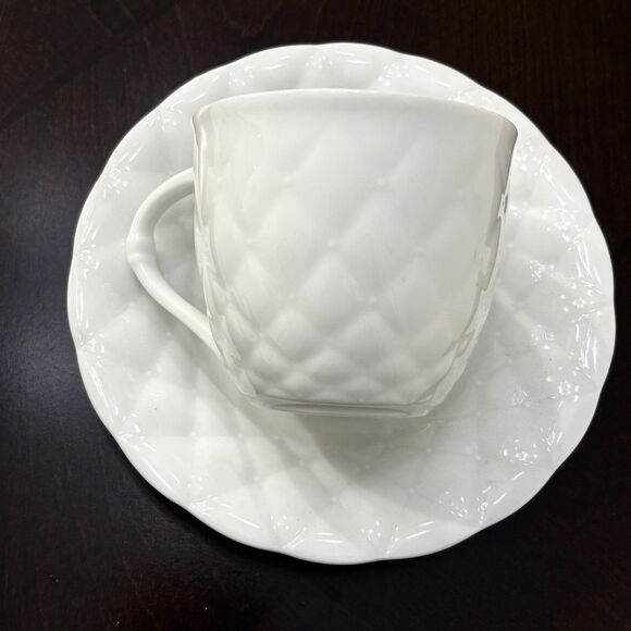 Mikasa VTG Fine China Palladio White Set Of 4 Teacups Saucers Creamer Sugar Bowl - Picture 4 of 9